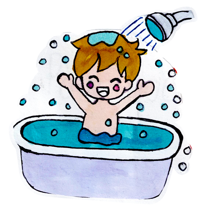 niño bañandose