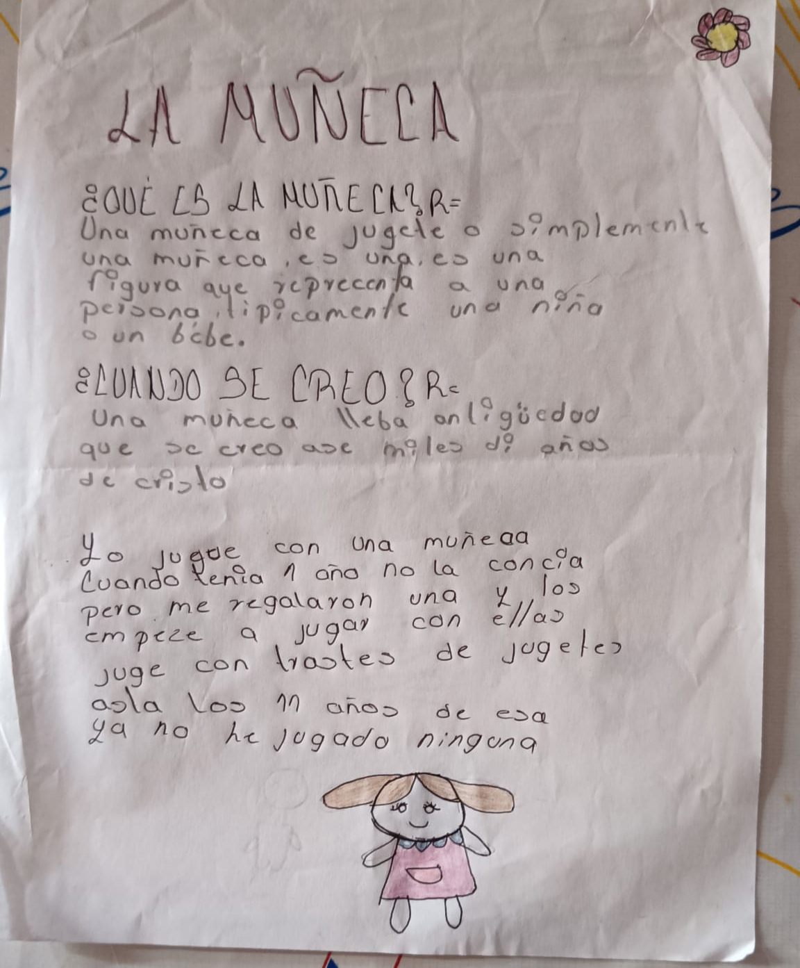 carta sobre muñeca